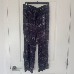 Tie-Waist stretch Pants in Washed dark blue Tie-Dye look